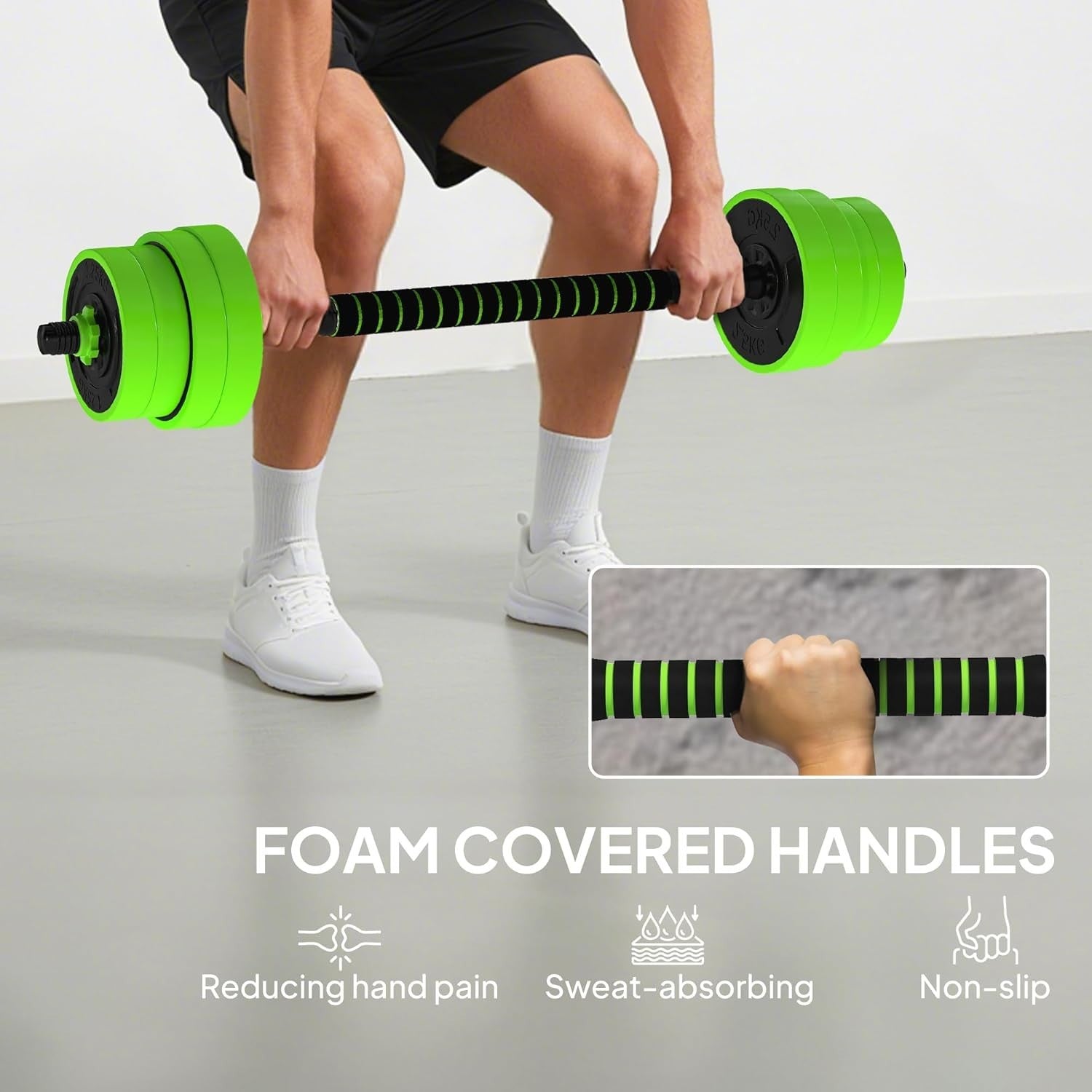 30kg 6-in-1 Adjustable Home Gym Weights Dumbbell Barbell Kettlebell Set