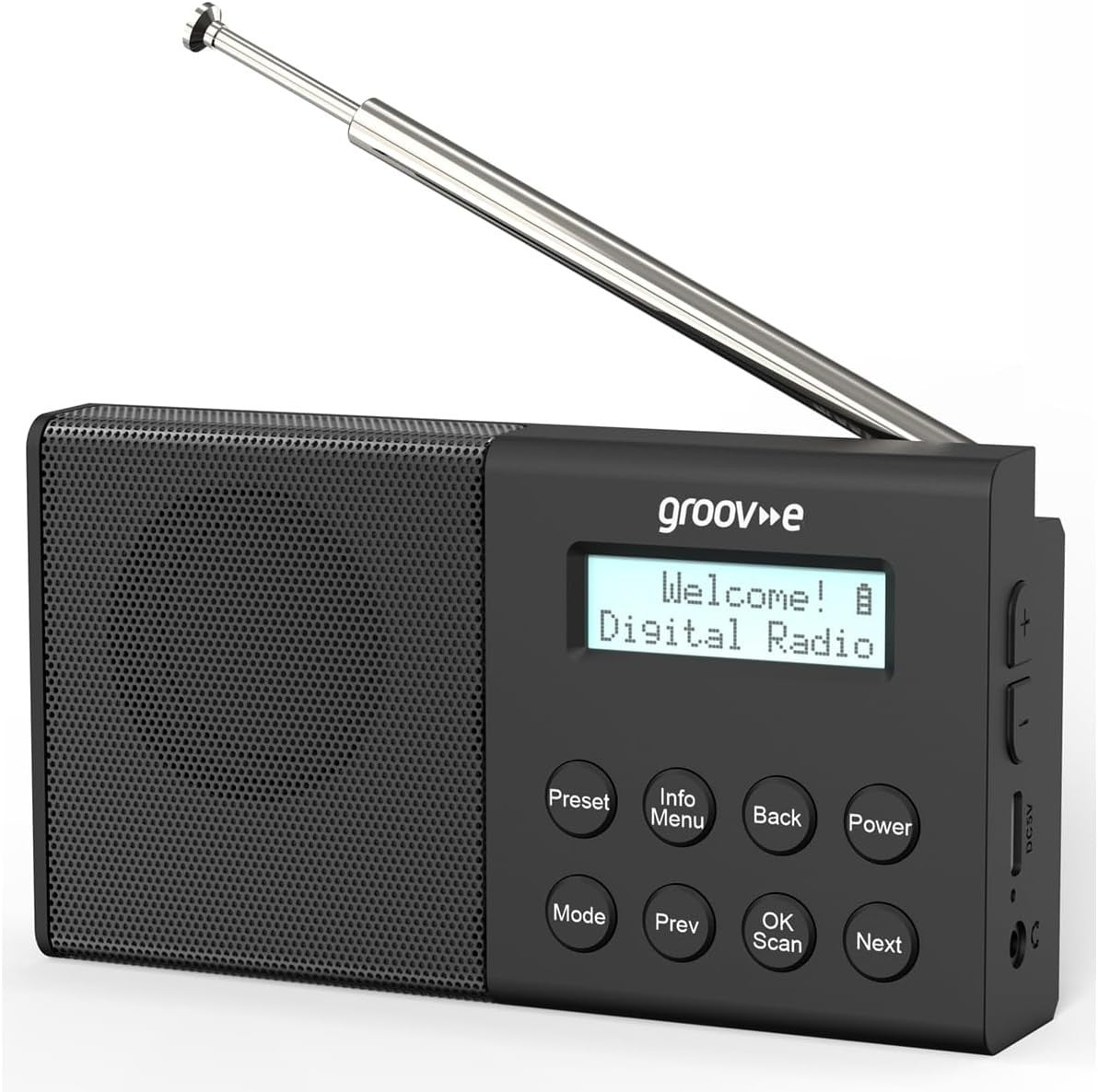 Rechargeable DAB FM Radio Bluetooth Alarm LCD 80 Presets