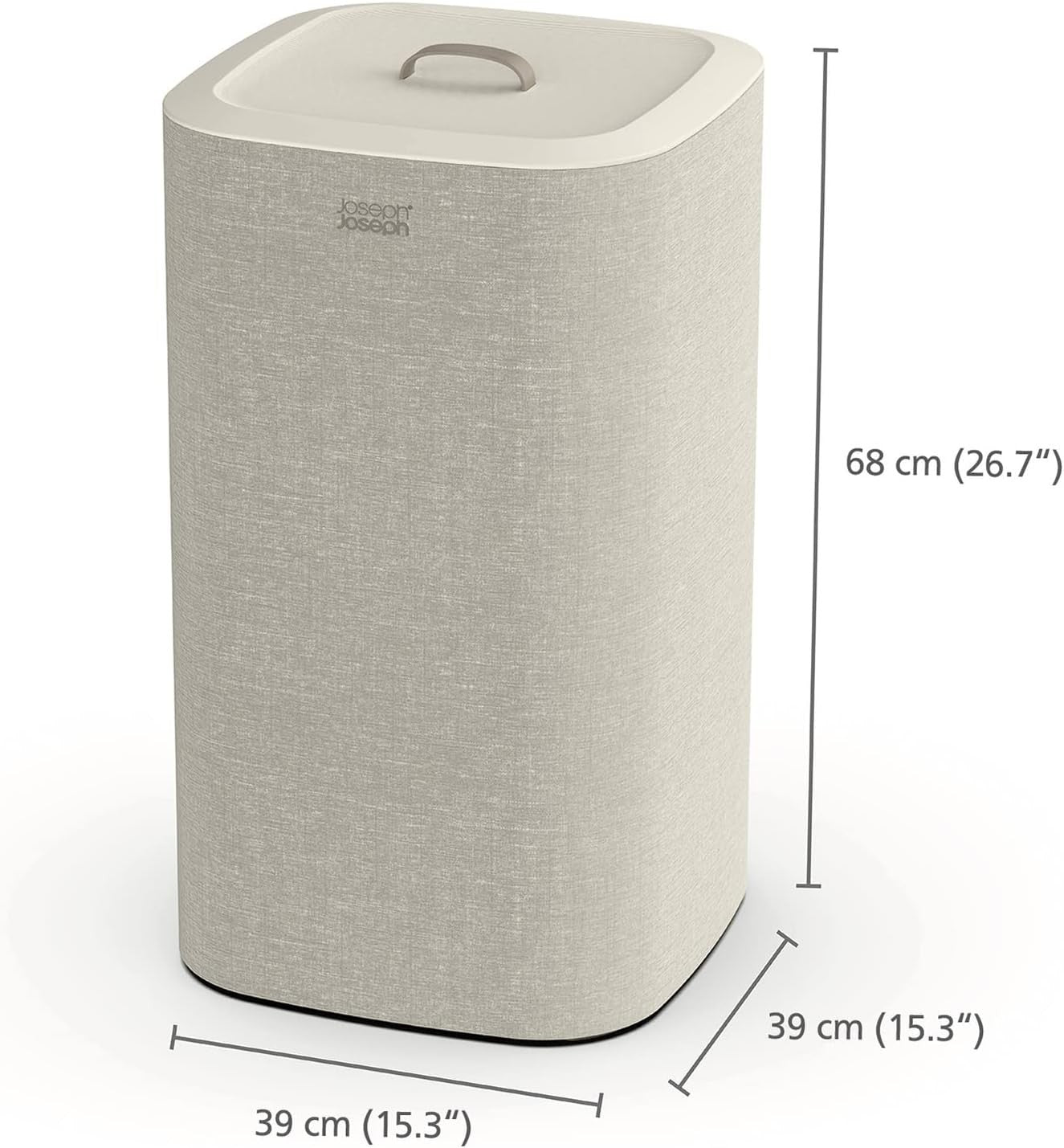 60L Dual Laundry Basket with Lid Removable Washing Bags Modern Ecru Fabric