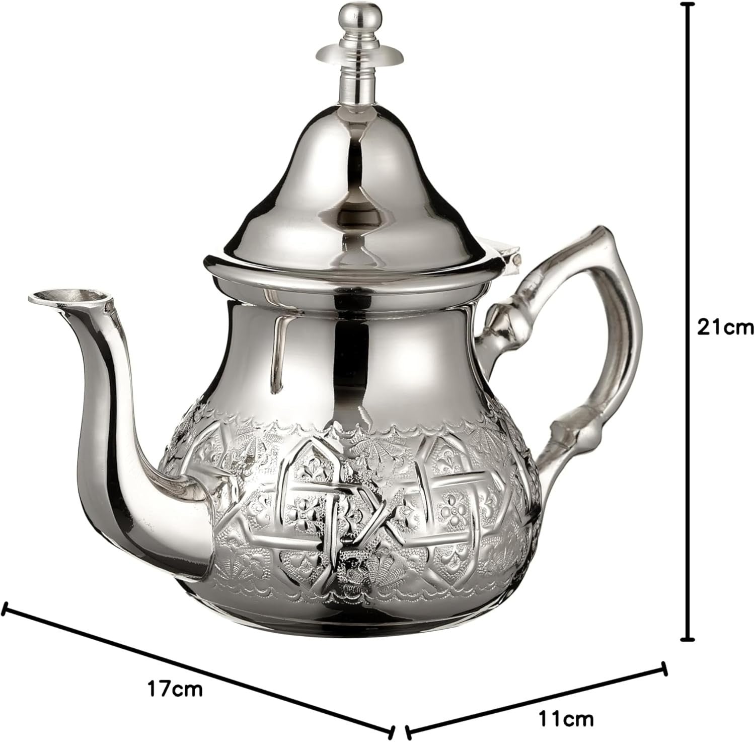 Moroccan Silver Teapot 500ml Handmade Engraved Mint Tea Pot Filter