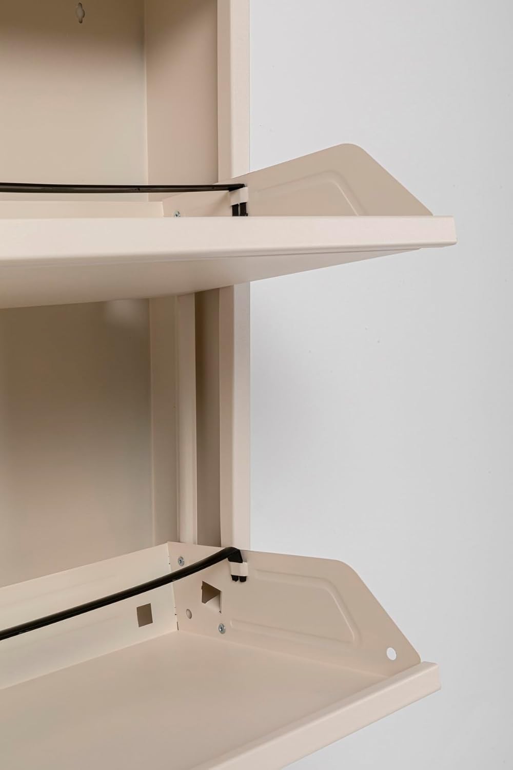 Slim 5-Drawer Shoe Cabinet Cream– Space-Saving Metal Tilt Rack 170x50x15cm
