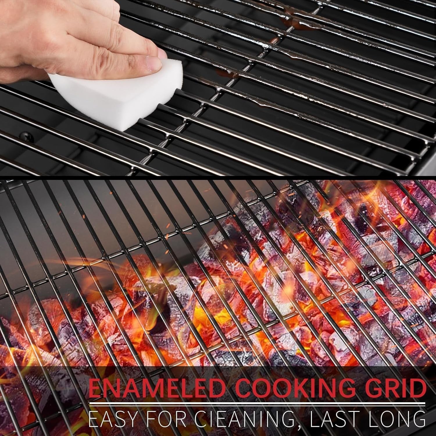 Charcoal BBQ Grill Smoker Outdoor | 2-in-1 Barrel Barbecue | Side Shelves