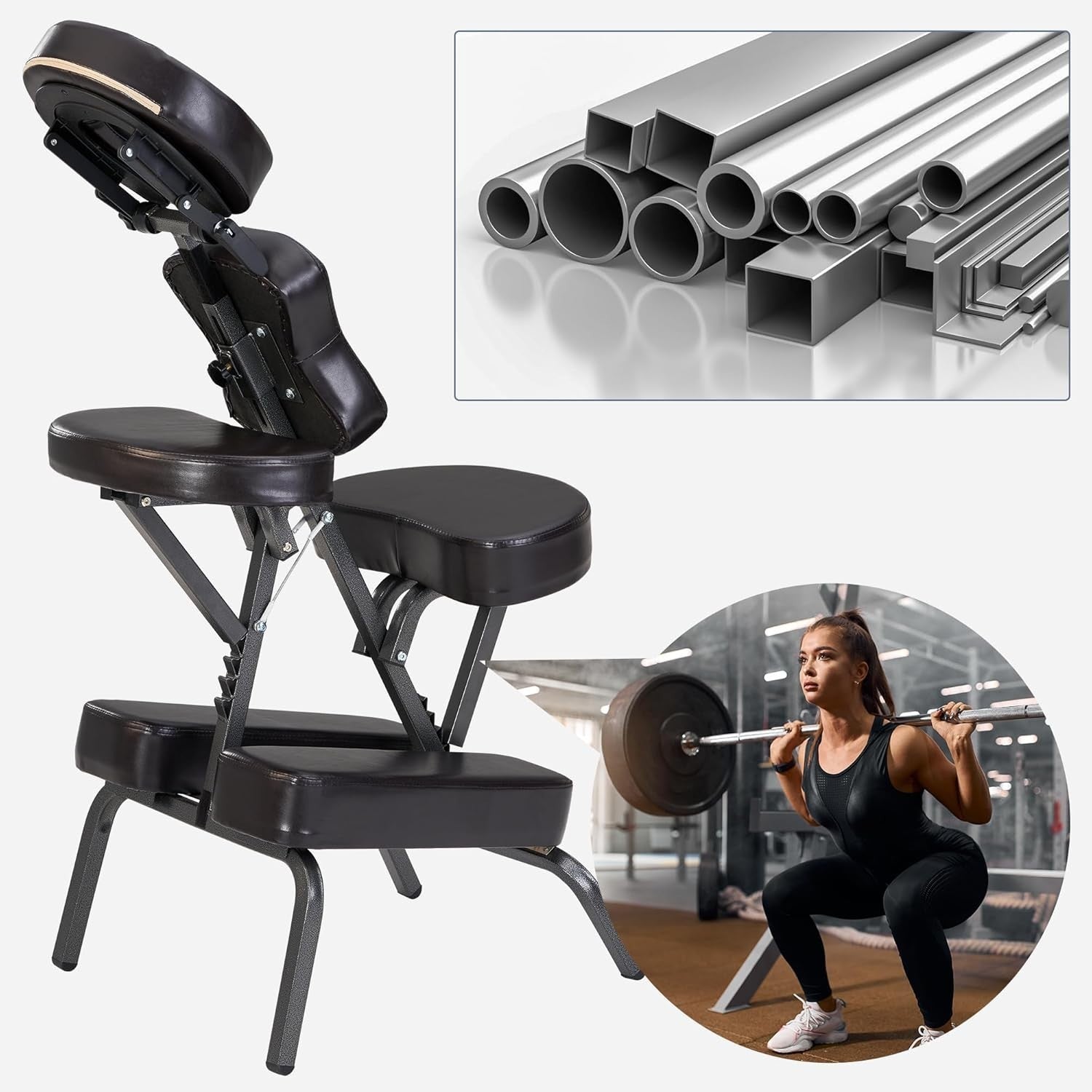 Portable Massage Chair Lightweight Adjustable Folding Tattoo Spa Therapy Coffee