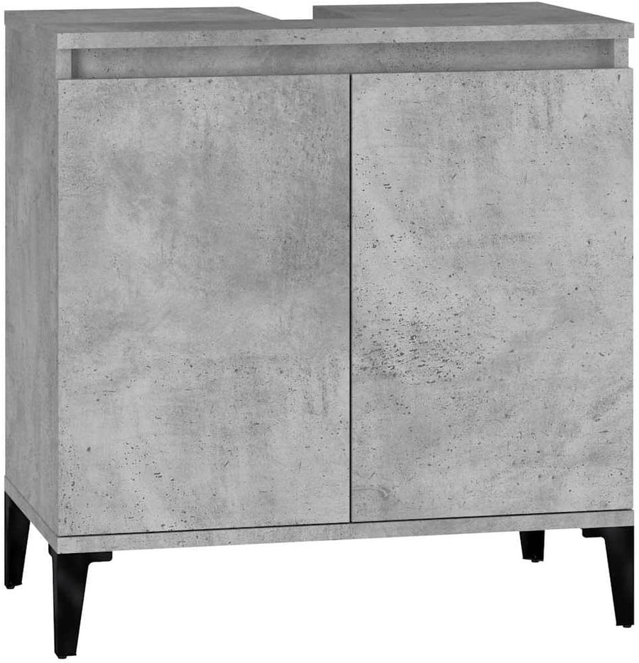 Concrete Grey Bathroom Sink Cabinet | 58x33x60cm Modern Under Sink Storage