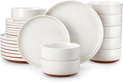 24 Piece Dinner Set Plates Bowls for 8 Stoneware Microwave Dishwasher Safe