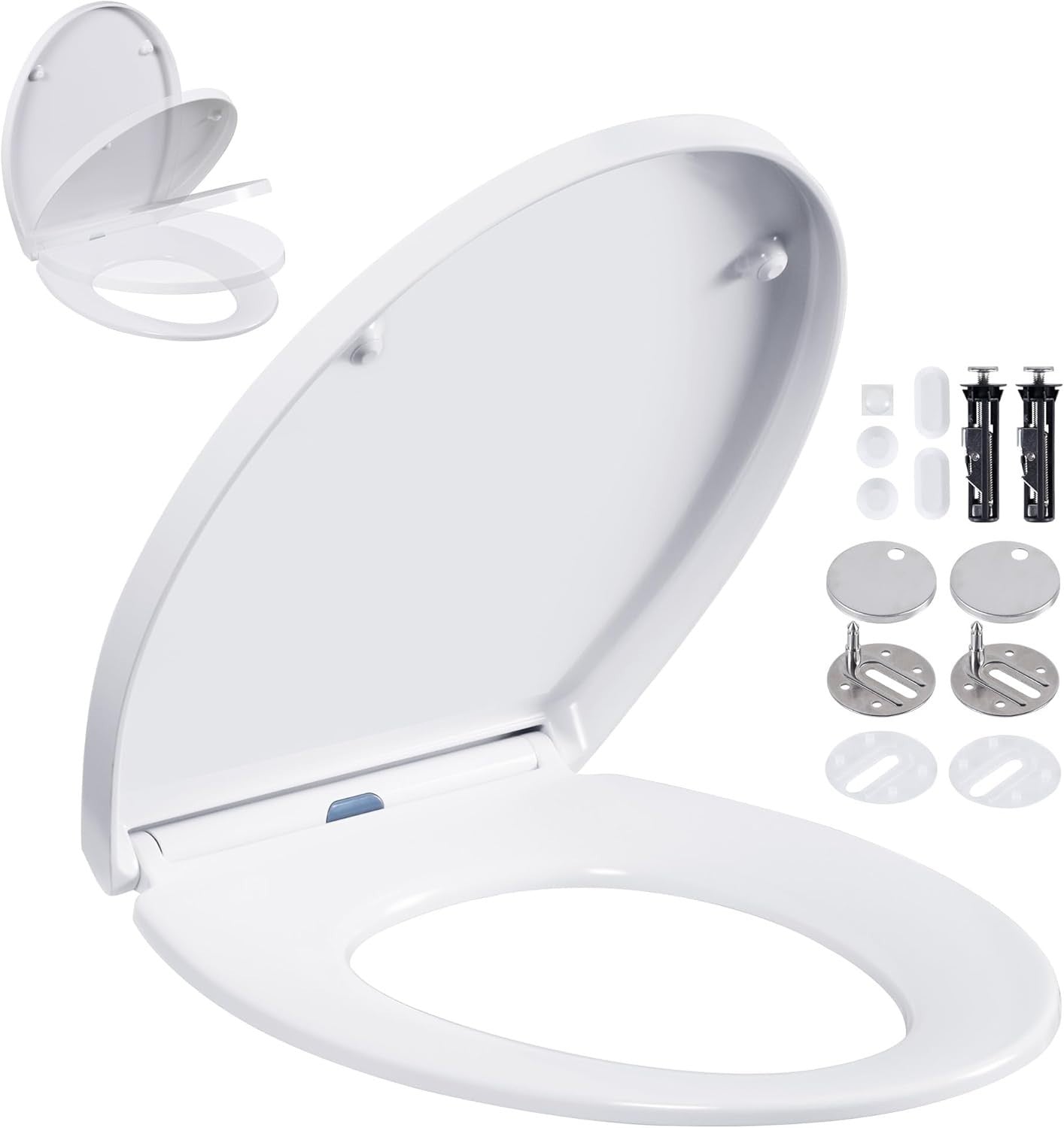 White Oval Toilet Seat Soft Close Quick Release Anti-Bacterial Top Fix 45x37cm