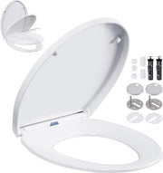 White Oval Toilet Seat Soft Close Quick Release Anti-Bacterial Top Fix 45x37cm