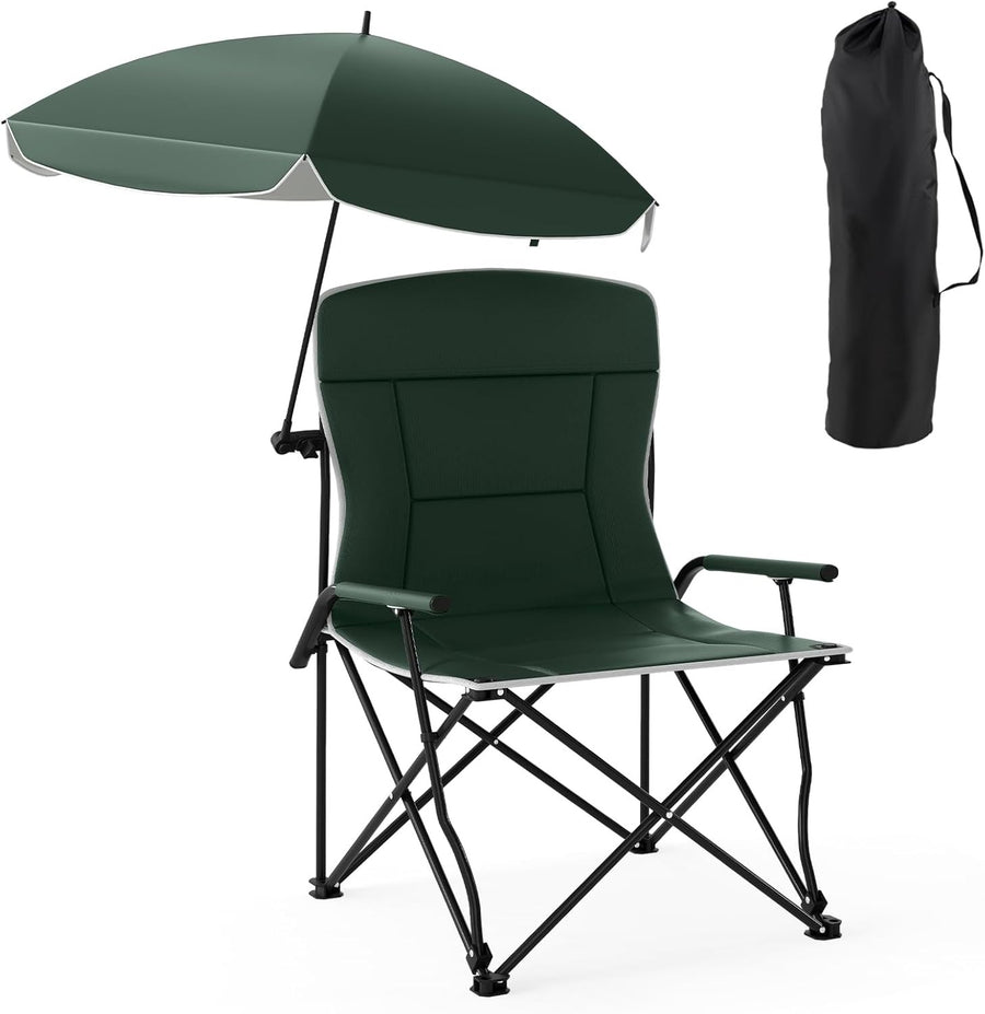 Camping Chair with Adjustable Umbrella Canopy Seat