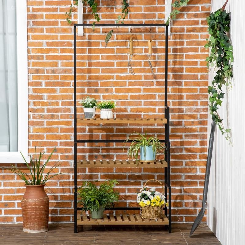 Tall Plant Stand with Hooks – Stylish Vertical Display for Any Space