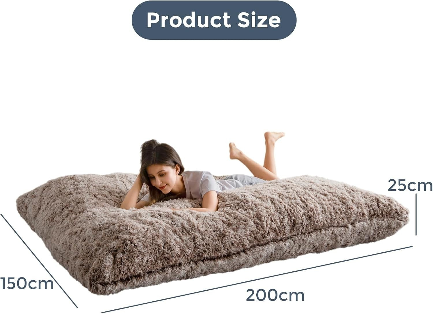 Giant Faux Fur Bean Bag Sofa Bed Recliner Soft Foam Lounge Chair 150x200cm