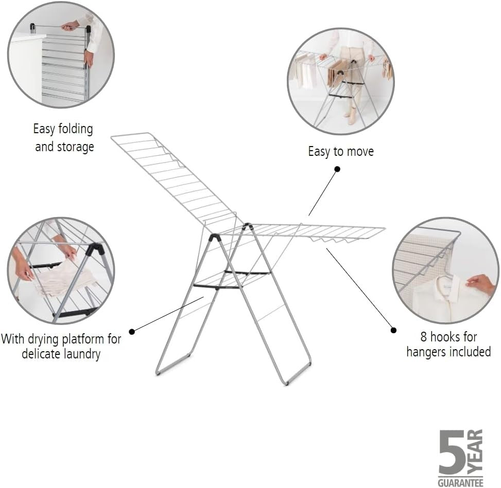 Large Indoor Clothes Airer 25m Stainless Steel Foldable Drying Rack Adjustable