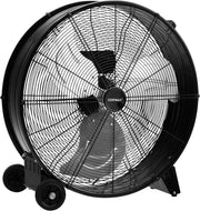 Large 24-Inch Industrial Drum Fan – 3 Speed Metal Floor Cooling Fan with Wheels