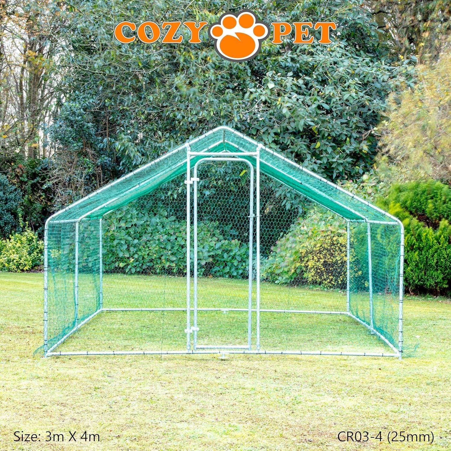 3x4m Walk In Chicken Run 25mm Steel Heavy Duty Pen