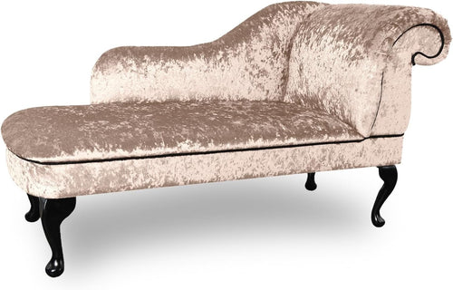 Shimmer Velvet Chaise Lounge Sofa Right Hand – Mink, UK Handmade