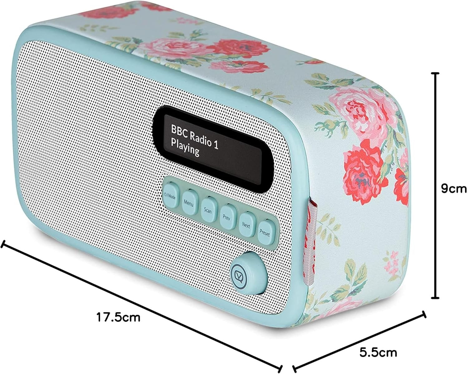 DAB Digital Radio Bluetooth Alarm Clock Portable Floral Rechargeable