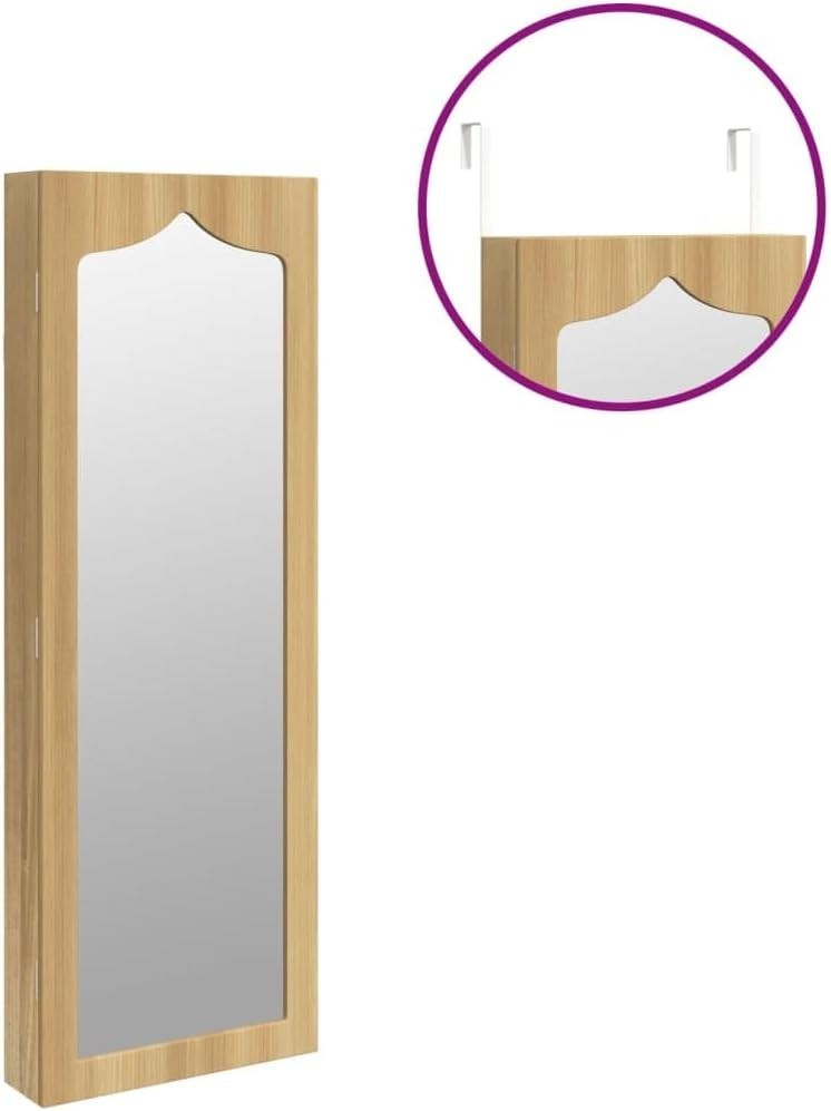 Wall Mounted Mirror Jewelry Cabinet Lockable Storage with Drawers Hooks