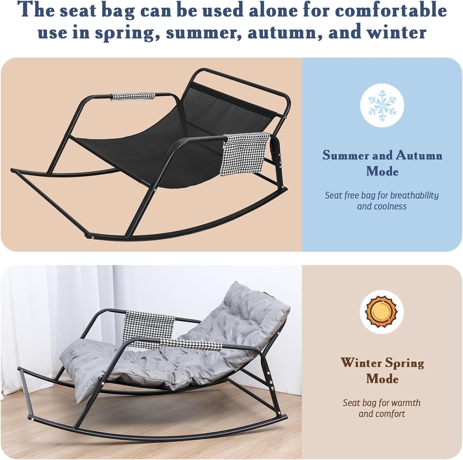 Ergonomic Rocking Egg Chair Grey Lounge Recliner Indoor Outdoor Patio