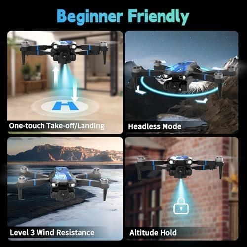 1080P HD Drone w/ LCD Remote Brushless Motor Foldable Optical Flow Quadcopter
