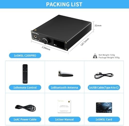 C200PRO USB DAC Headphone Amp LDAC ES9039Q2M 32Bit/768kHz DSD512
