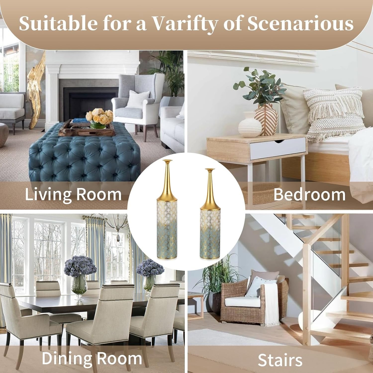 Extra Large Tall Floor Vases Set Metal Pampas Vase Modern Living Room Decor