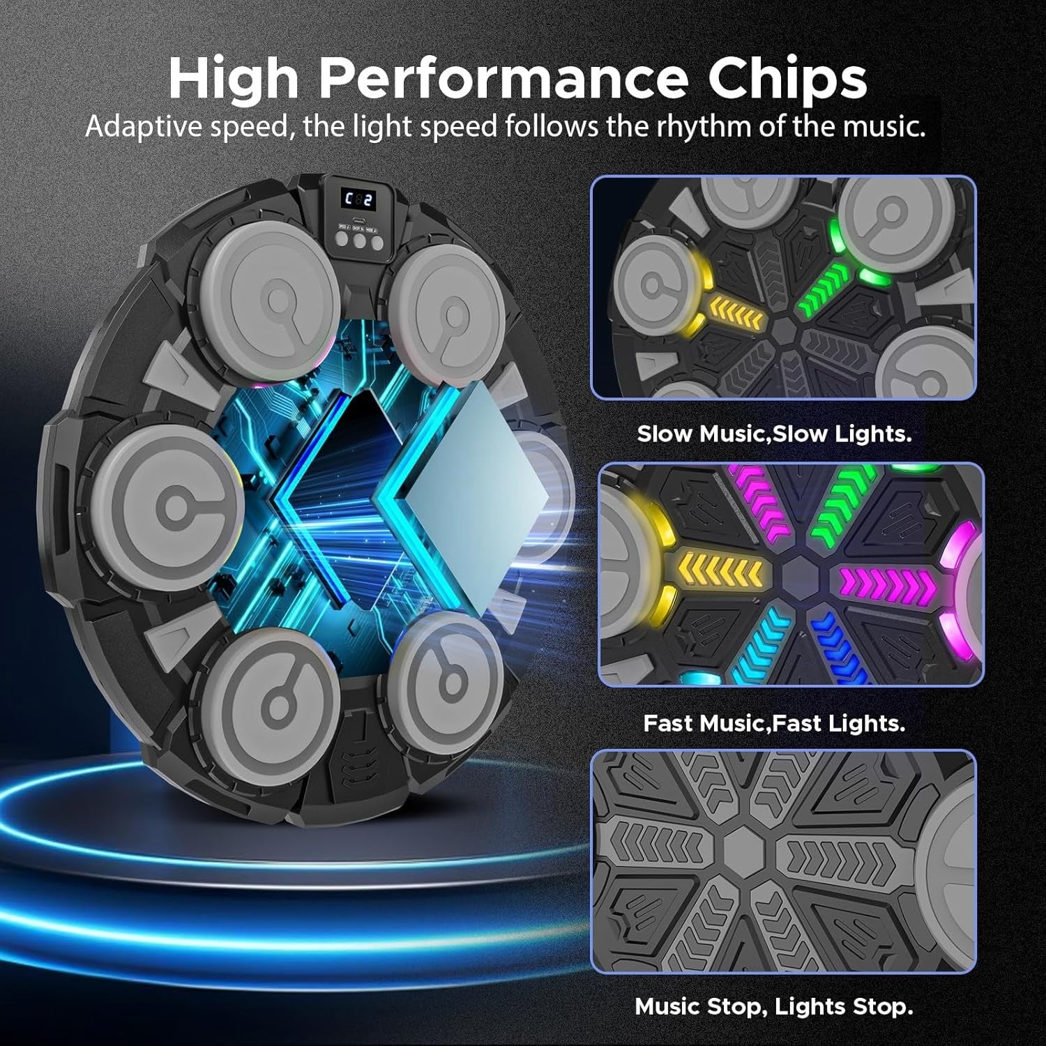 Music Boxing Machine Wall Mounted LED Punch Pad Bluetooth Home Trainer
