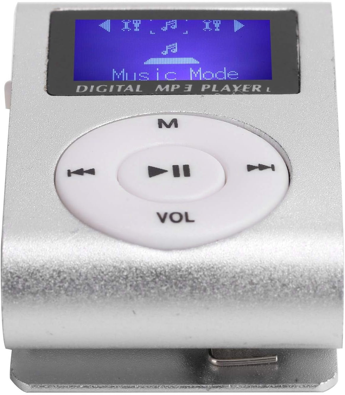 Portable Mini MP3 Player with Sports Clip, LCD Screen & Earphones – Silver