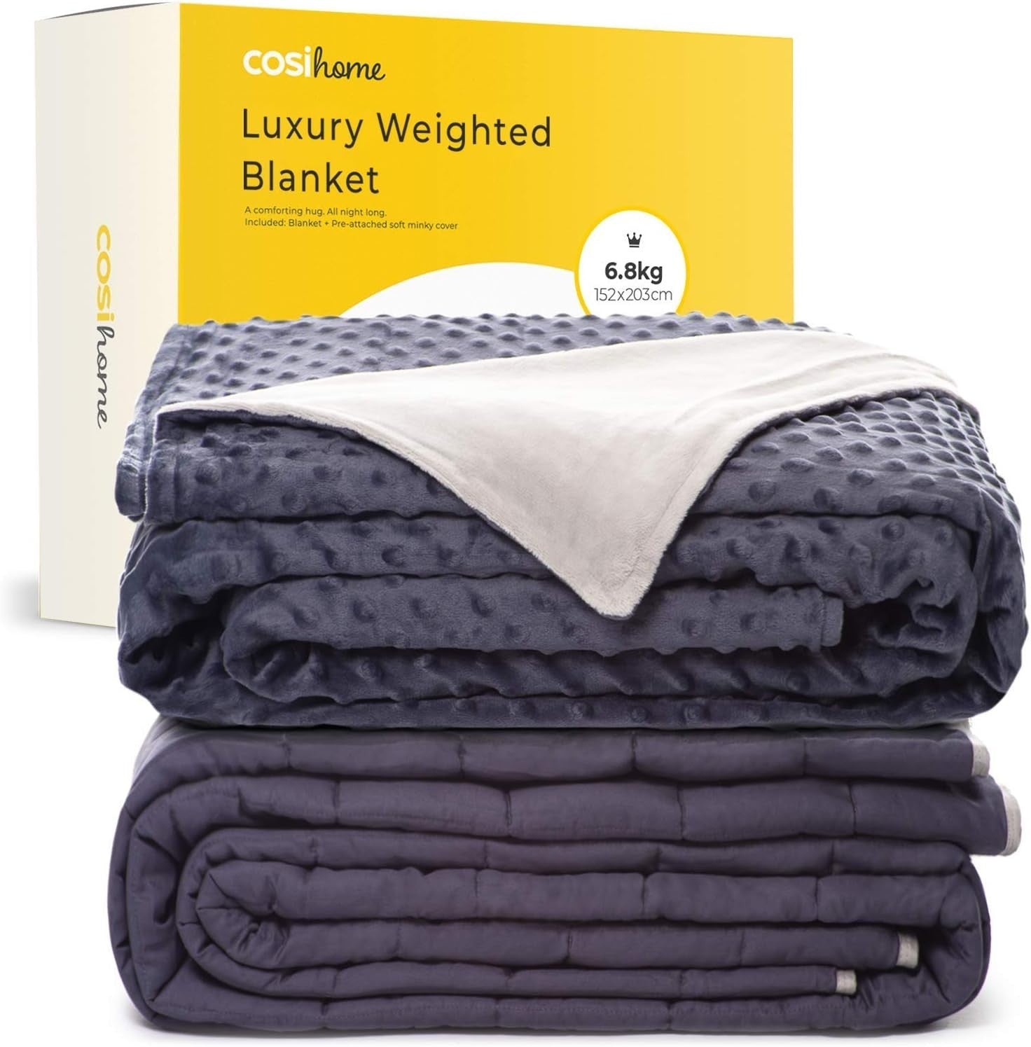 6.8kg Luxury Weighted Blanket, Grey Cotton Cover Sensory Anxiety Relief