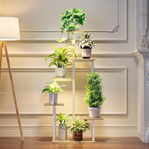 6-Tier Plant Stand with Grow Lights, Tall Metal Indoor Flower Shelf for Home & G