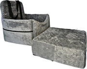 Luxury Memory Foam Dog Car Seat Booster Bed Washable Cover 35lb Grey