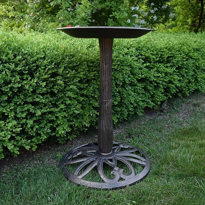 Antique Bronze Metal Bird Bath – Elegant Outdoor Garden Water Feature