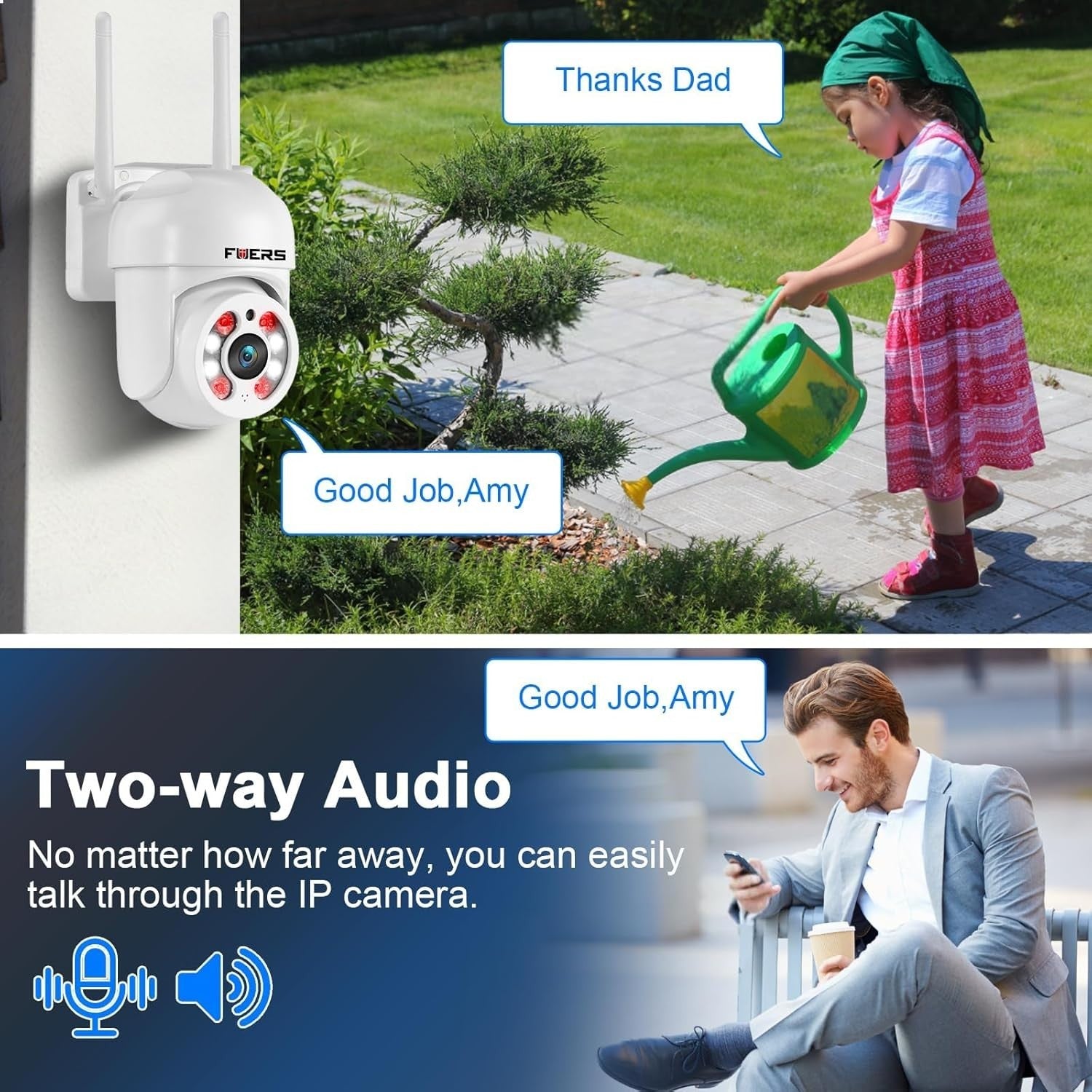 3MP PTZ Security Camera Outdoor WiFi 350° Pan Color Night Vision IP66