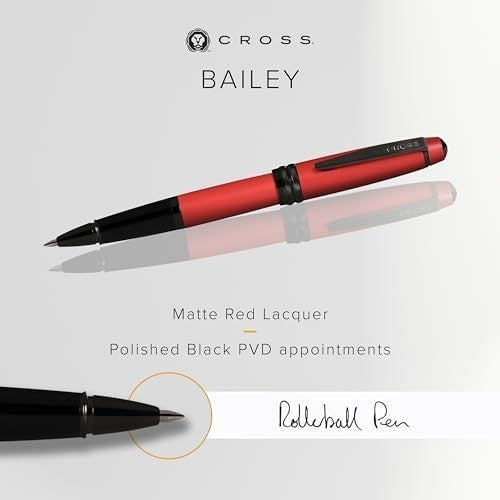 Luxury Rollerball Pen Matte Red Medium Nib Black Ink Gift Box