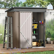 Metal Garden Storage Shed 5x3ft Brown Waterproof Outdoor Tool & Bike Shed, Lock