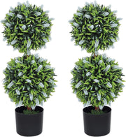 Set of 2 70cm Artificial Lavender Topiary Ball Trees in Weighted Pots Home Decor