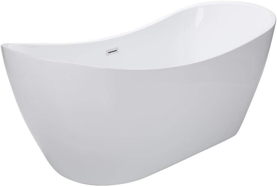 White Double Ended Freestanding Oval Bath 1830x710mm Chrome Overflow