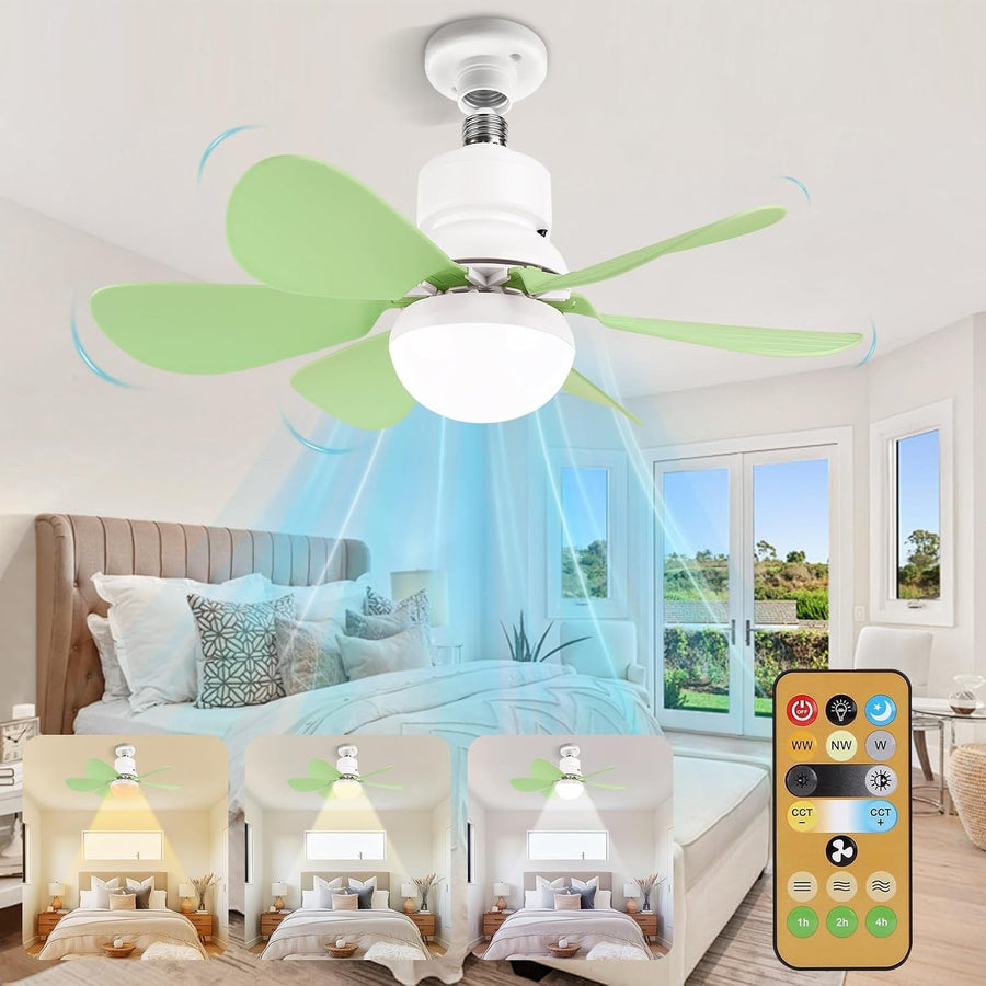 30W Ceiling Fan with Lights Dimmable 3 Speeds 6 Blades Remote Pink