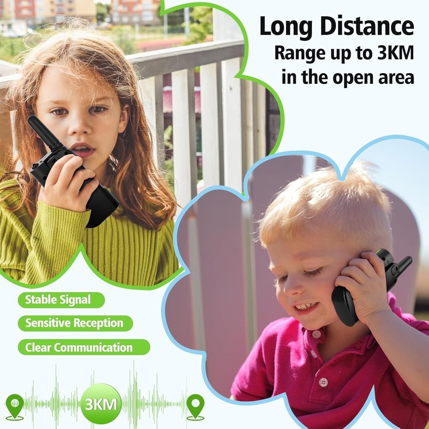 Rechargeable Kids Walkie Talkies 2 Pack VOX USB-C Long Range Radios