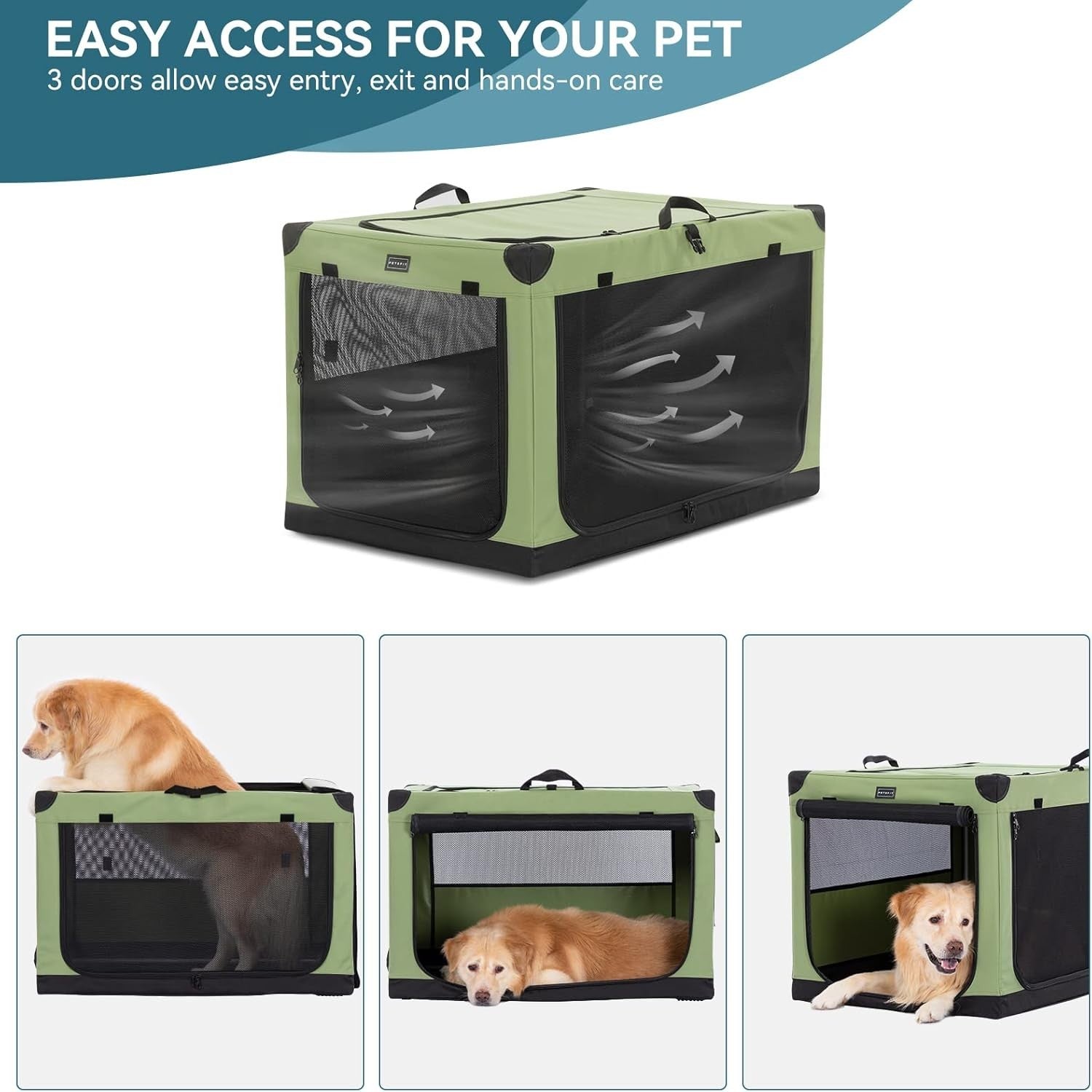 Collapsible Soft Dog Crate Portable Kennel Travel Cage for Medium Large Dogs