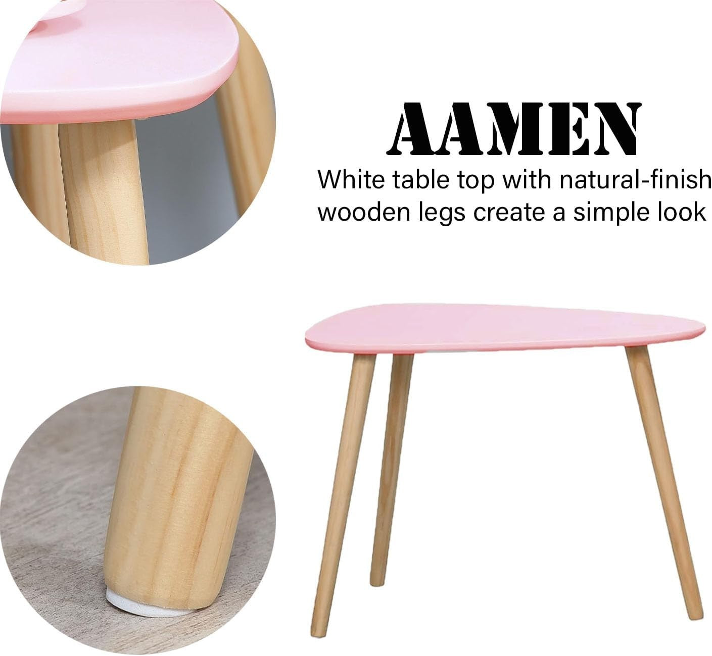 Space Saving Nesting Coffee Tables Set of 2 Blush Wood Side End Nightstand