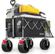 Black 300L Folding Camping Wagon 150kg Extra Wide Wheel All Terrain Festival