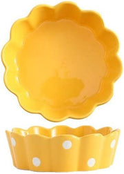 2 Pcs Yellow Ceramic Bowls Microwave Safe Fruit Dessert Salad