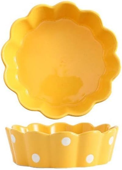 2 Pcs Yellow Ceramic Bowls Microwave Safe Fruit Dessert Salad