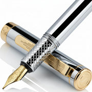 Luxury Fountain Pen Fine Nib Silver Gold Brass Gift Box Executive Writing
