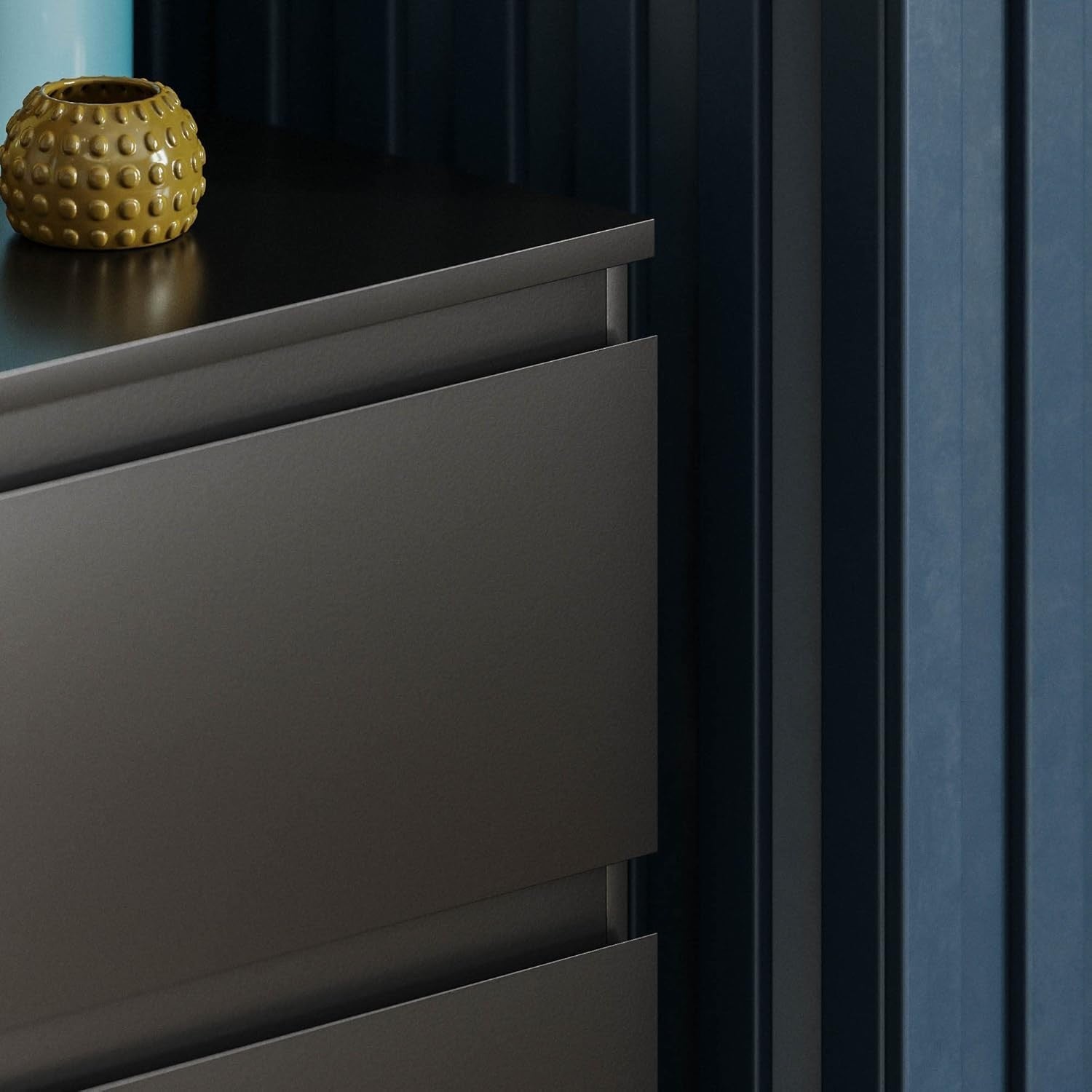 Modern 6 Drawer Chest Black Wood Storage Unit Bedroom Living Room