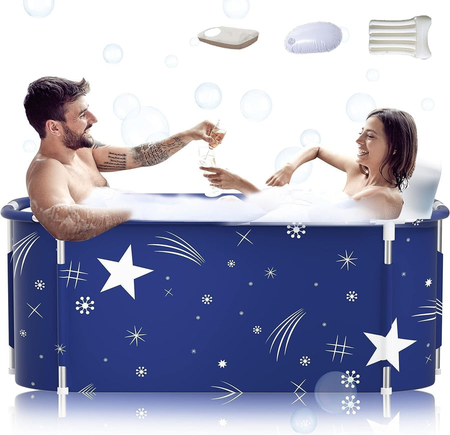 140cm Foldable Adult & Family SPA Tub – Portable Soaking Bath with Lid