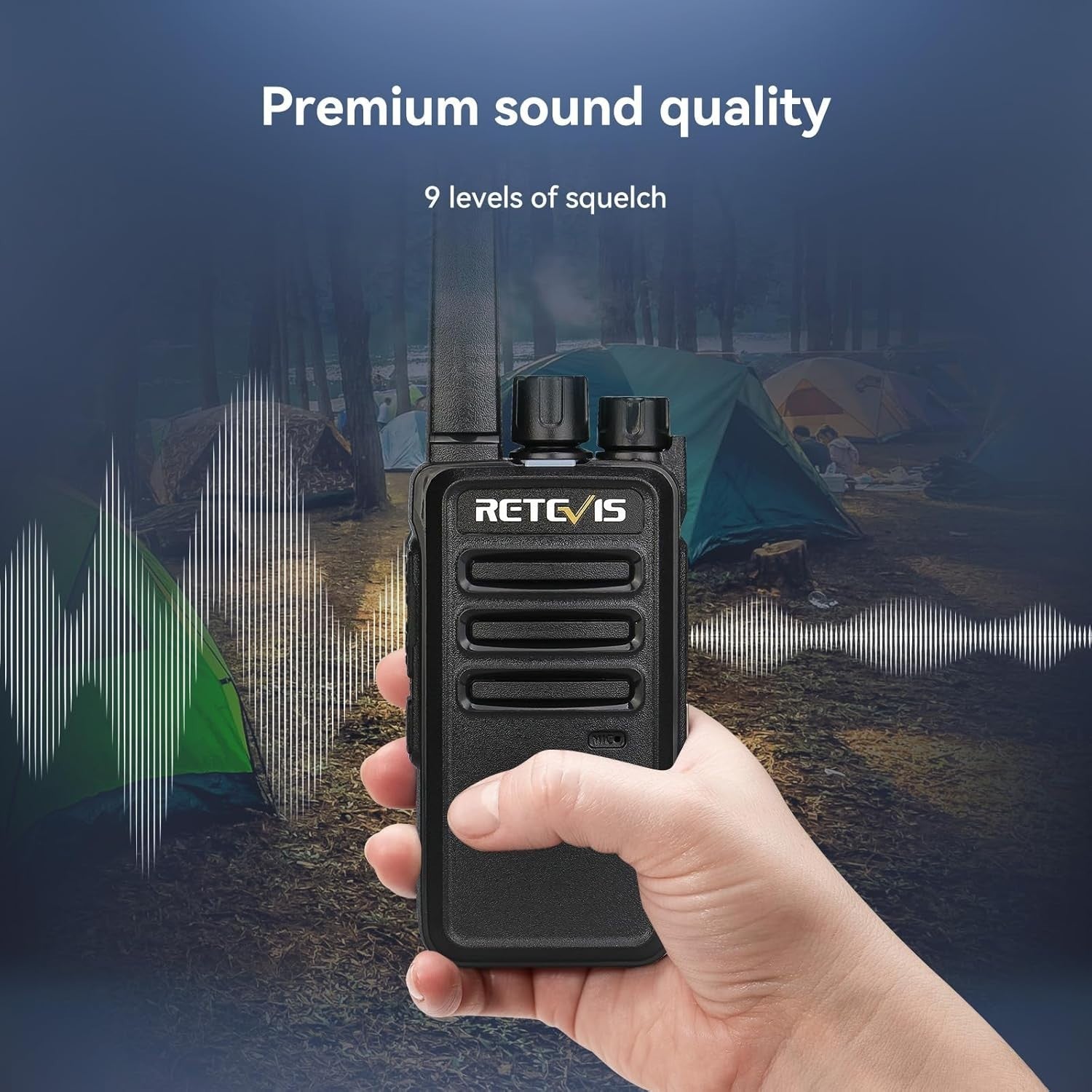 Rechargeable Walkie Talkies Long Range 2 Way Radio w Earpiece 2 Pack