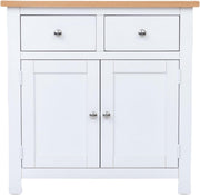 Small Solid  White Oak Sideboard Cabinet 2 Door 2 Drawer Hallway Storage Unit
