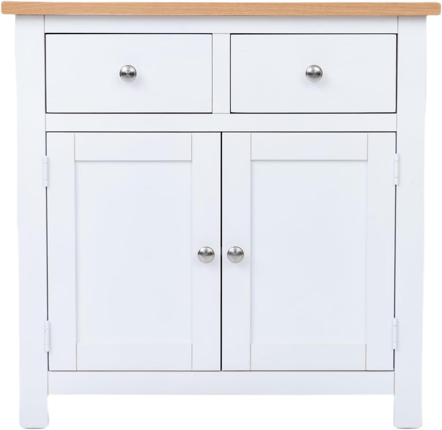 Small Solid  White Oak Sideboard Cabinet 2 Door 2 Drawer Hallway Storage Unit