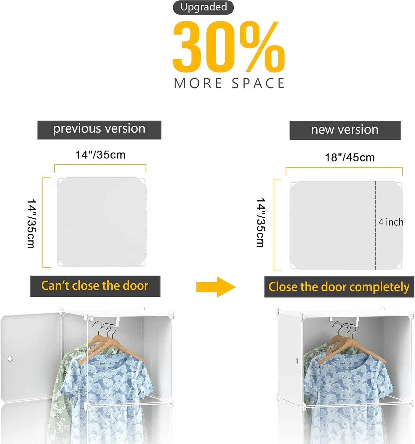 20 Cube Portable Wardrobe Closet White Modular Storage Cabinet with Rails