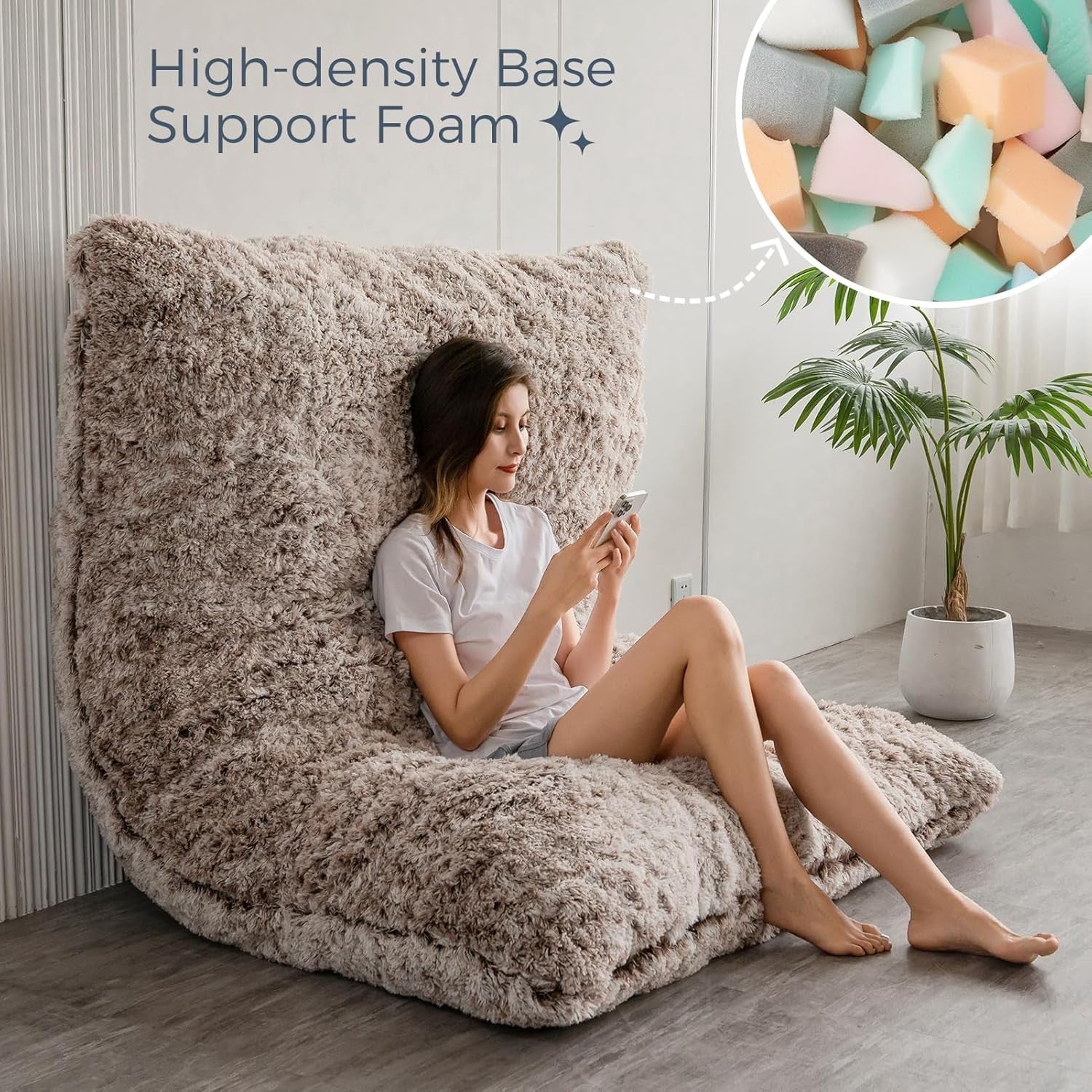 Giant Faux Fur Bean Bag Sofa Bed Recliner Soft Foam Lounge Chair 150x200cm